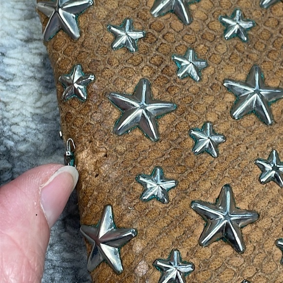 Jimmy Choo Filipa Zip Around Leather Star Studded Wallet Long Tan Silver - Picture 17 of 17